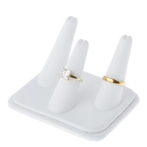 White Faux Leather Ring Display